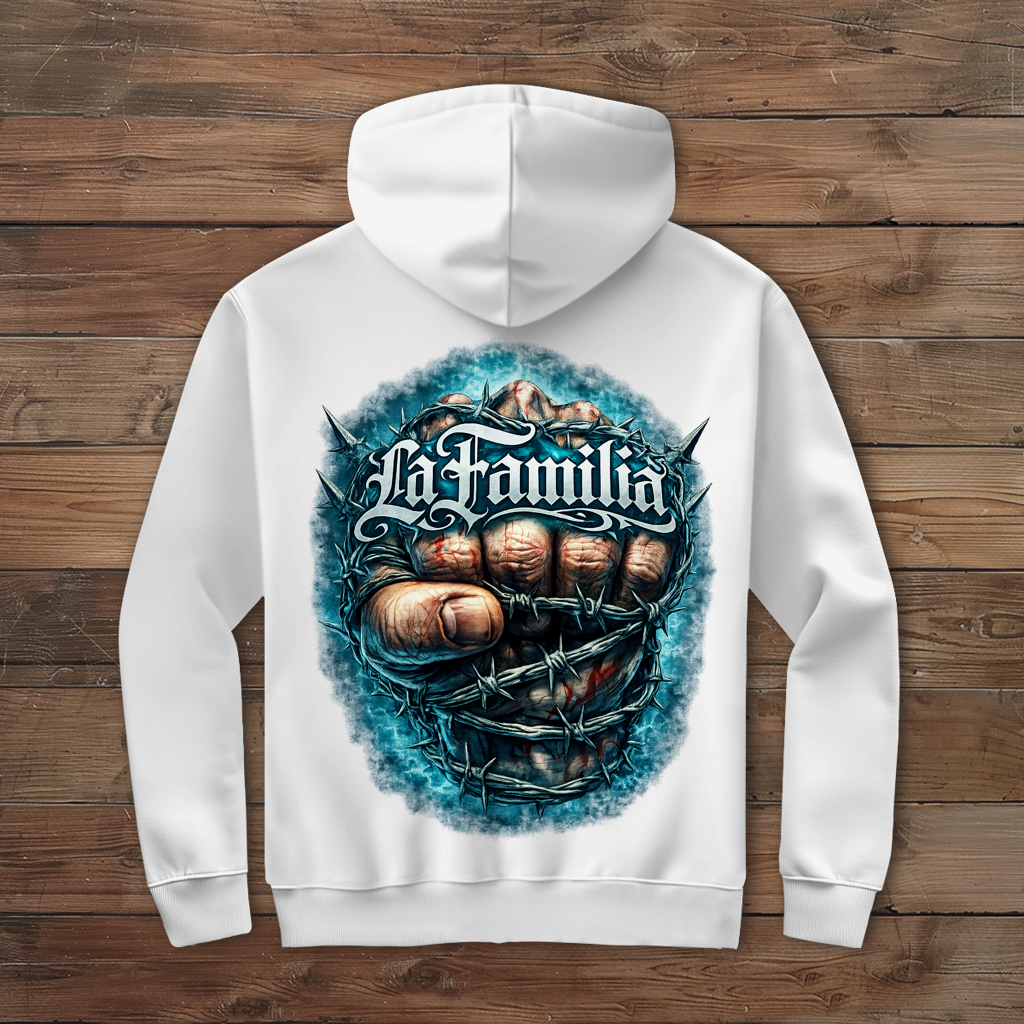 Herren Zipper Hoodie Blutige Faust und barbed Wire