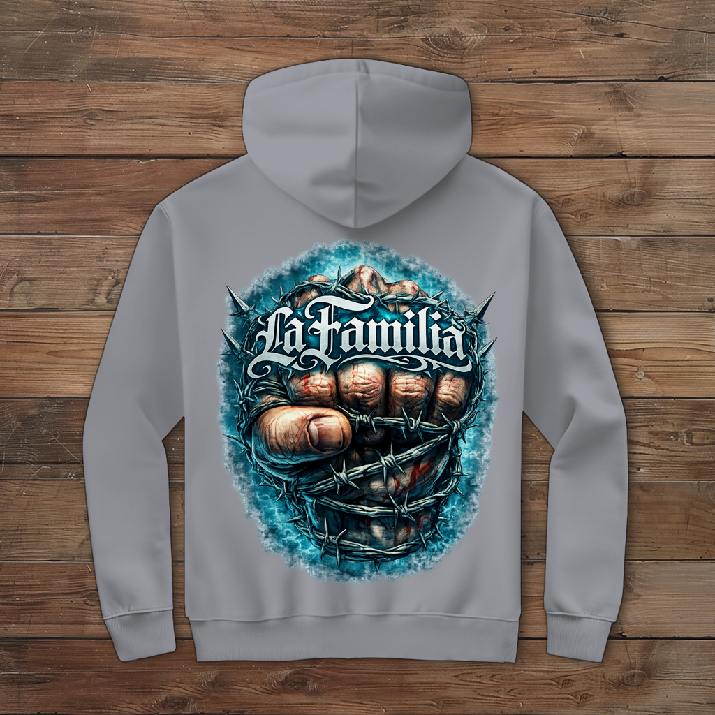 Herren Zipper Hoodie Blutige Faust und barbed Wire