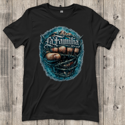 Damen T-Shirt Blutige Faust und barbed Wire