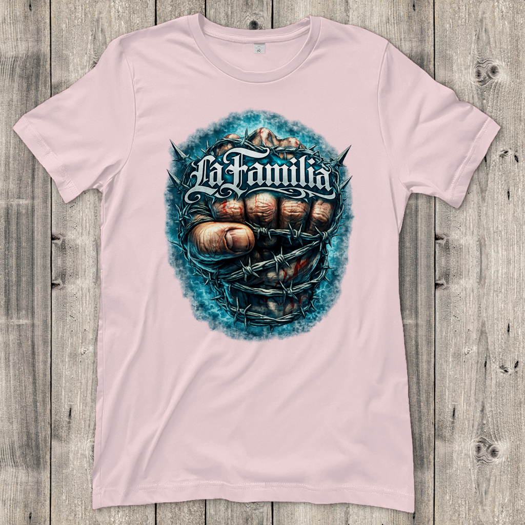 Damen T-Shirt Blutige Faust und barbed Wire