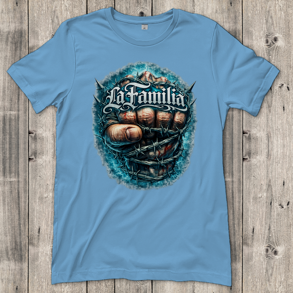 Damen T-Shirt Blutige Faust und barbed Wire