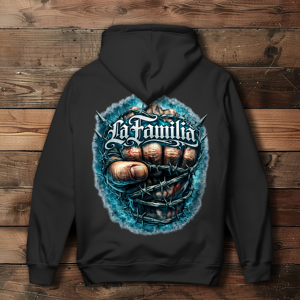 Damen Hoodie Blutige Faust und barbed Wire