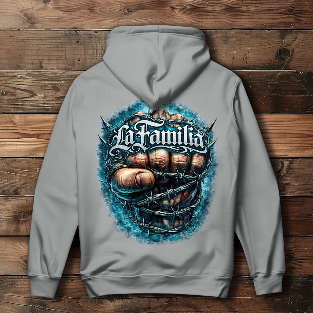 Damen Hoodie Blutige Faust und barbed Wire