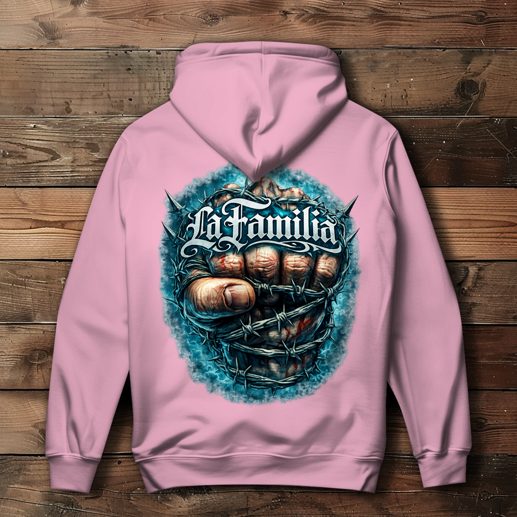 Damen Hoodie Blutige Faust und barbed Wire
