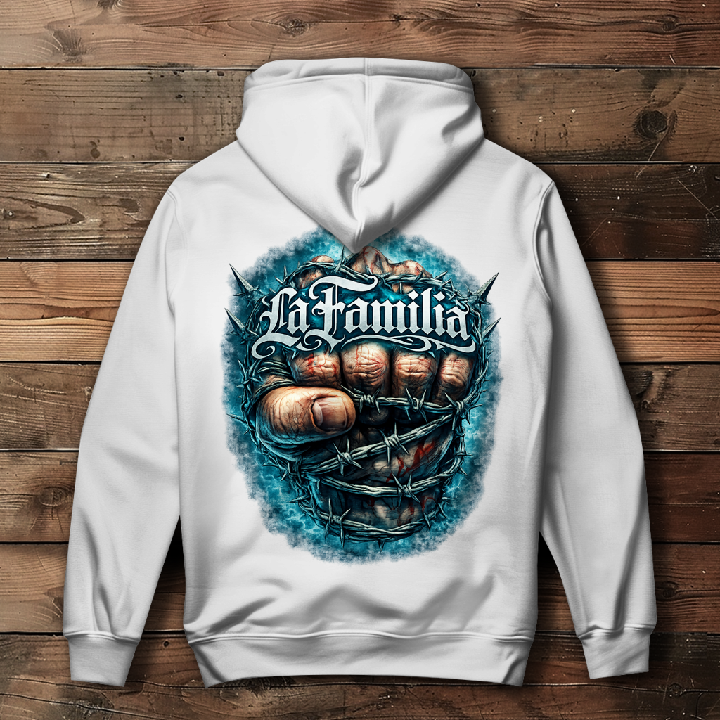 Damen Hoodie Blutige Faust und barbed Wire