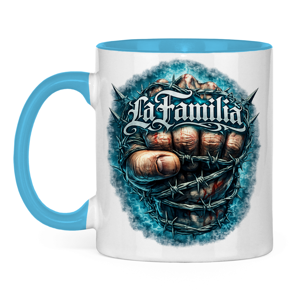 Tasse zweifarbig Blutige Faust und barbed Wire