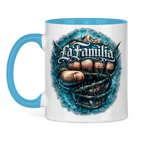 Tasse zweifarbig Blutige Faust und barbed Wire