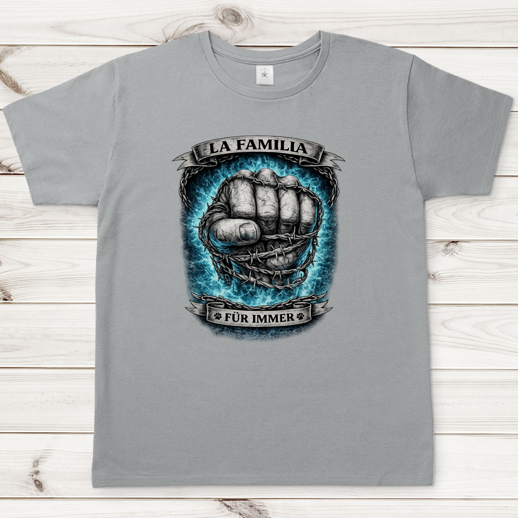 Herren T-Shirt La Familia für immer mit American Bully