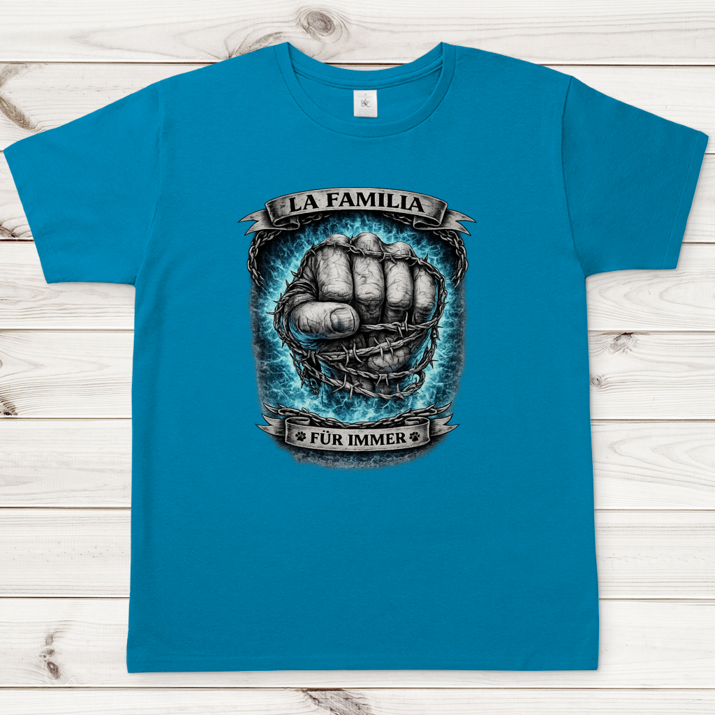 Herren T-Shirt La Familia für immer mit American Bully