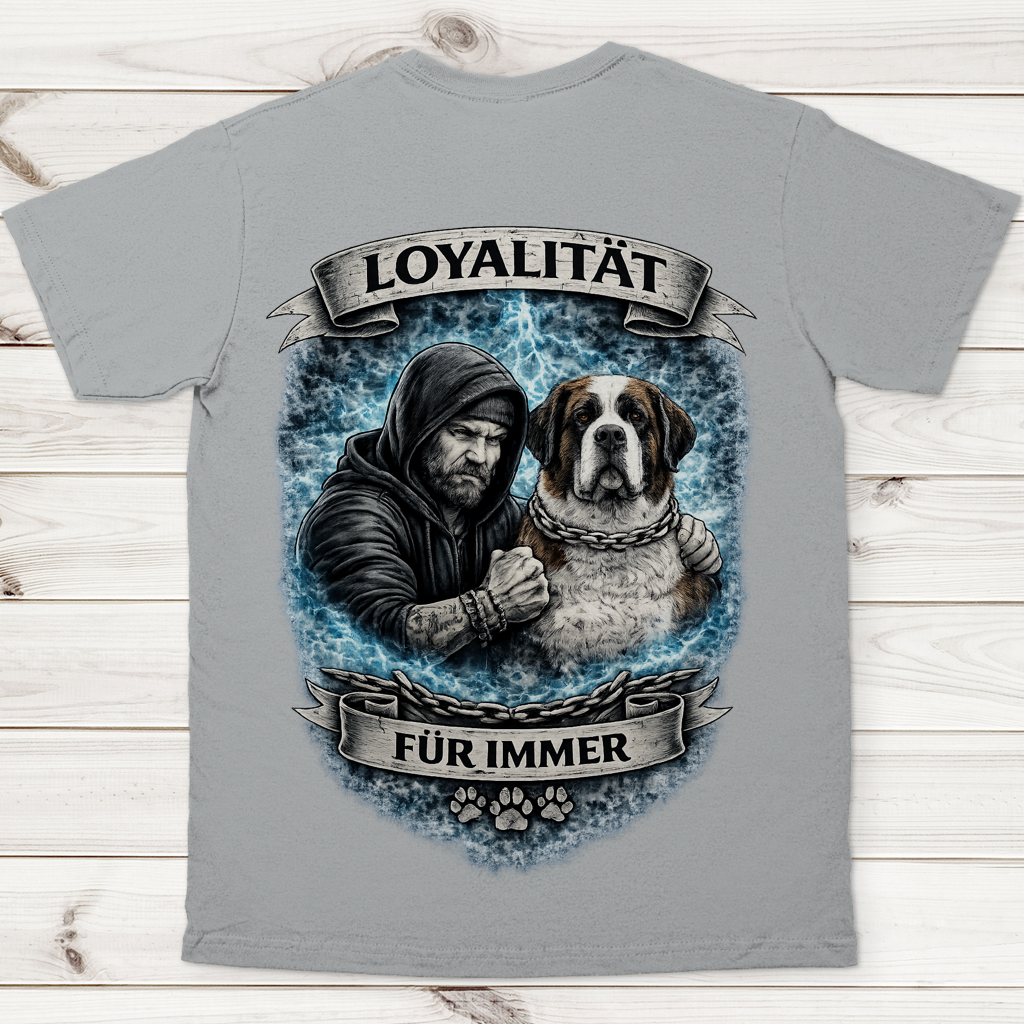 Herren T-Shirt La Familia für immer mit Bernhardiner