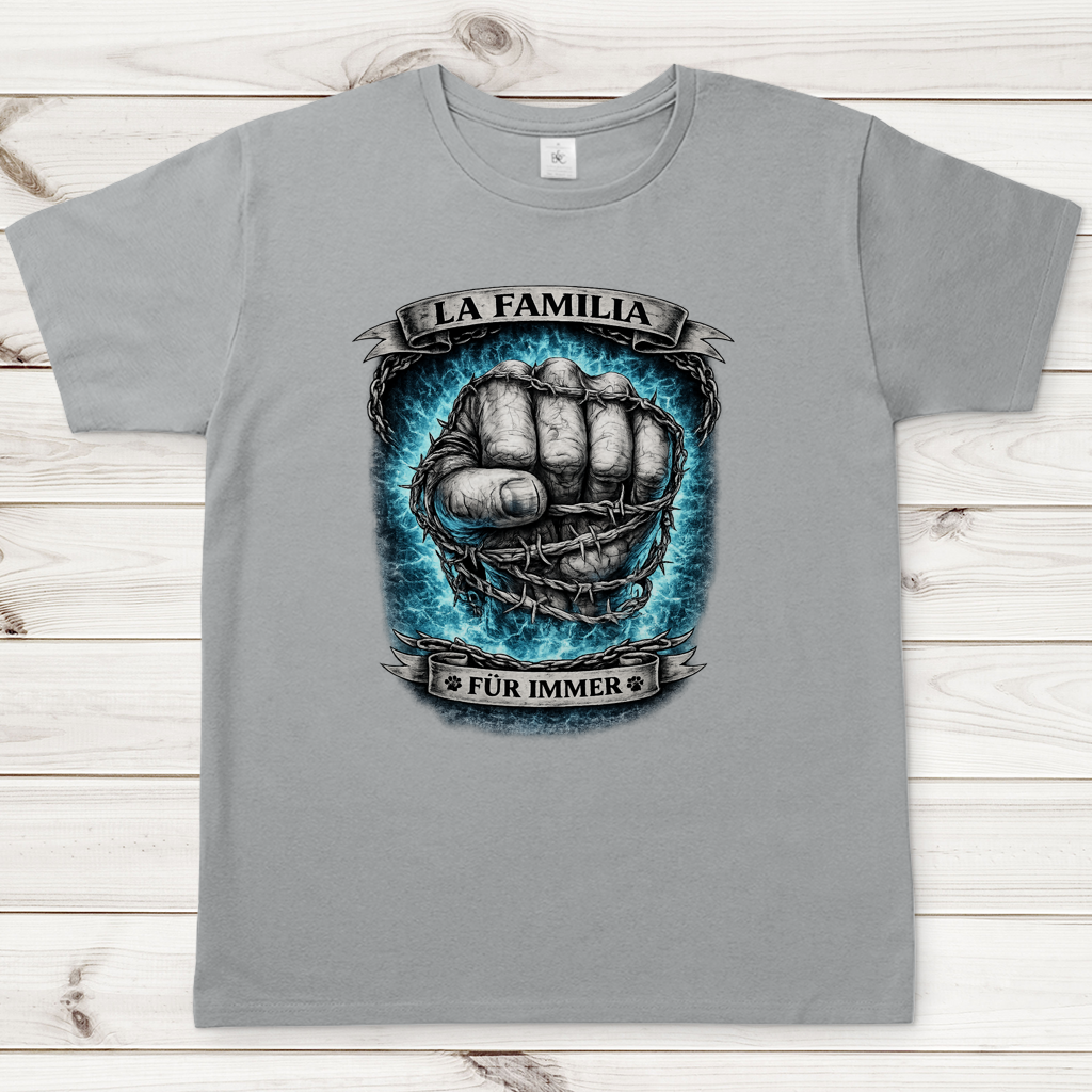 Herren T-Shirt La Familia für immer mit Bernhardiner