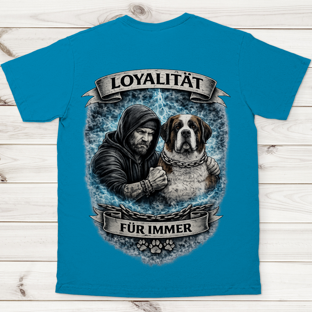 Herren T-Shirt La Familia für immer mit Bernhardiner