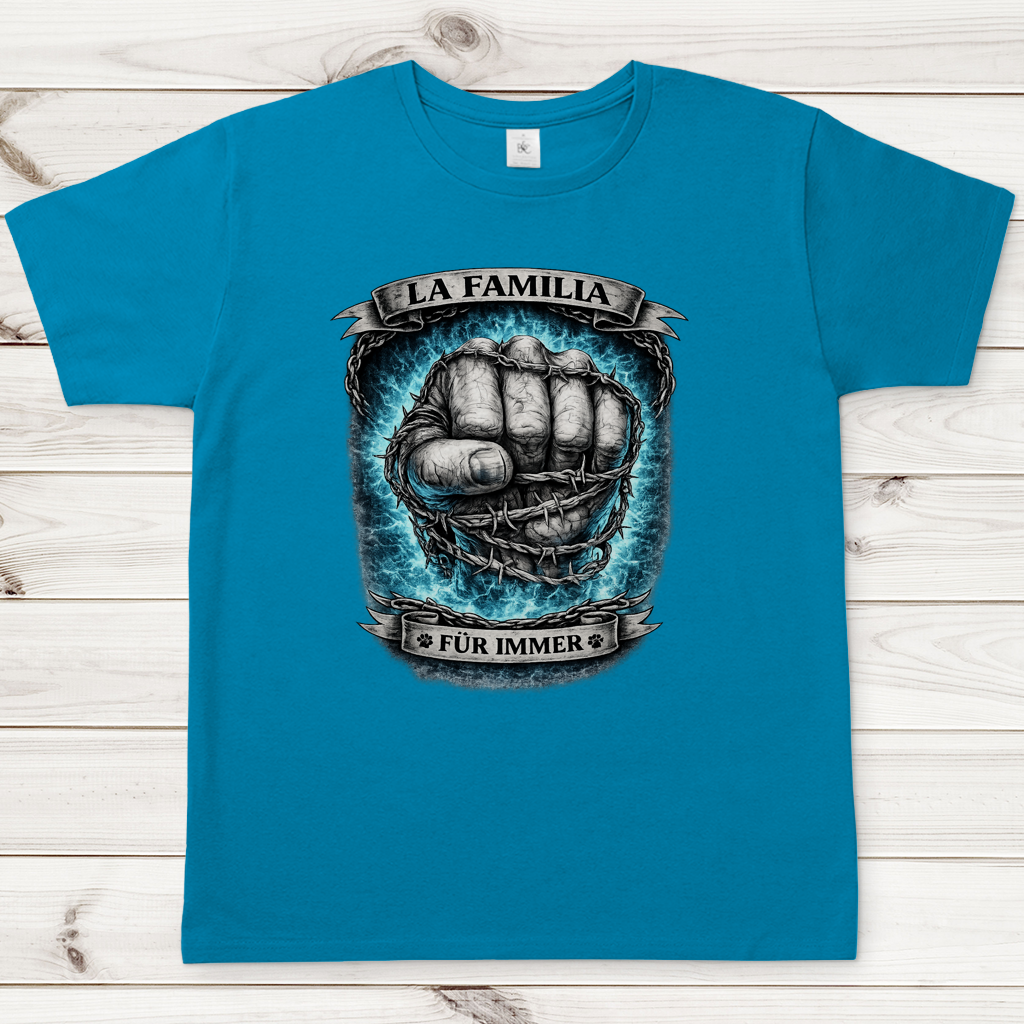 Herren T-Shirt La Familia für immer mit Bernhardiner