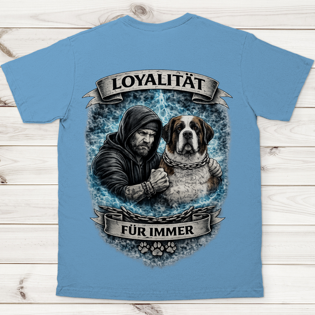 Herren T-Shirt La Familia für immer mit Bernhardiner