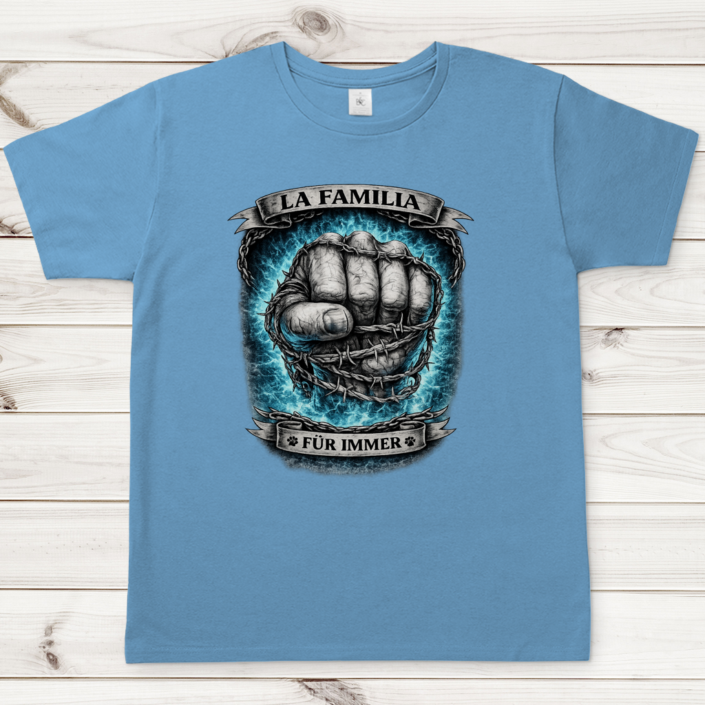 Herren T-Shirt La Familia für immer mit Bernhardiner