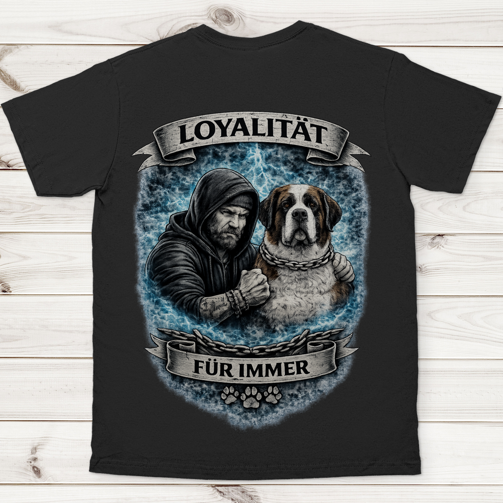 Herren T-Shirt La Familia für immer mit Bernhardiner