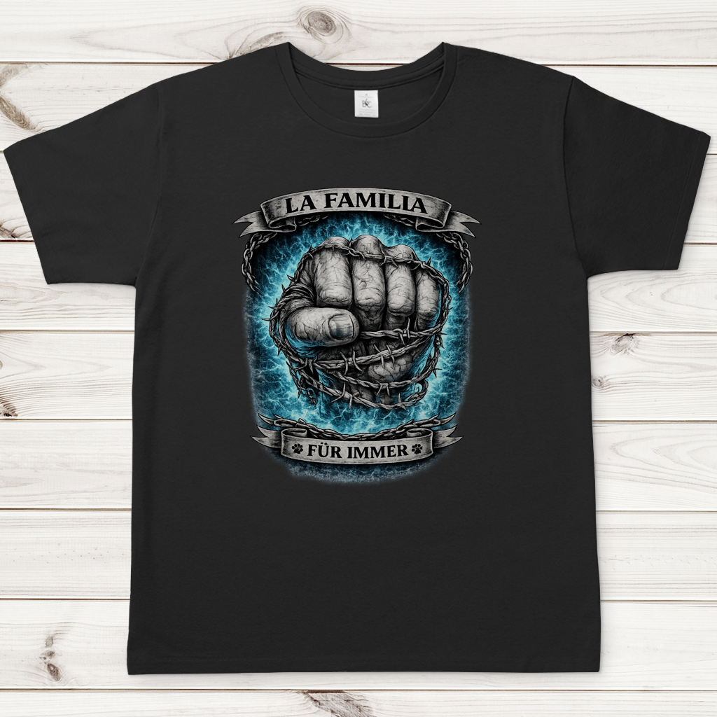Herren T-Shirt La Familia für immer mit Bernhardiner