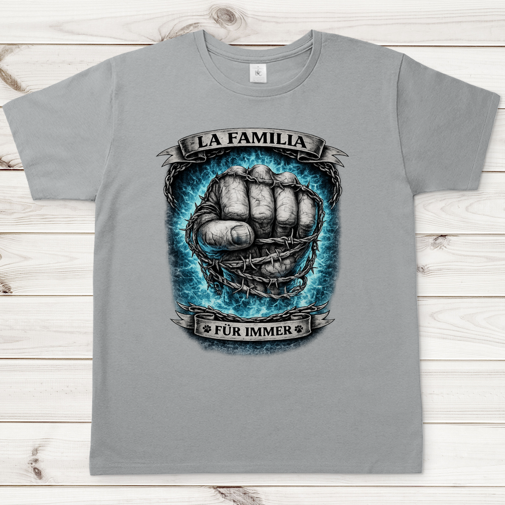 Herren T-Shirt La Familia für immer mit Bull Terrier