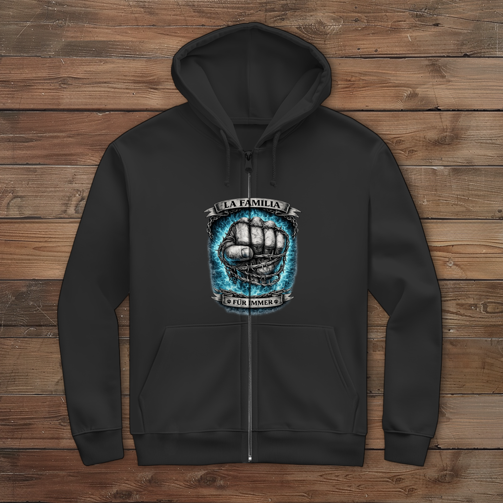 Herren Zipper Hoodie La Familia für immer mit Bull Terrier