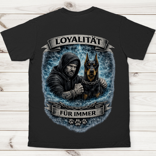 Herren T-Shirt La Familia für immer mit Dobermann