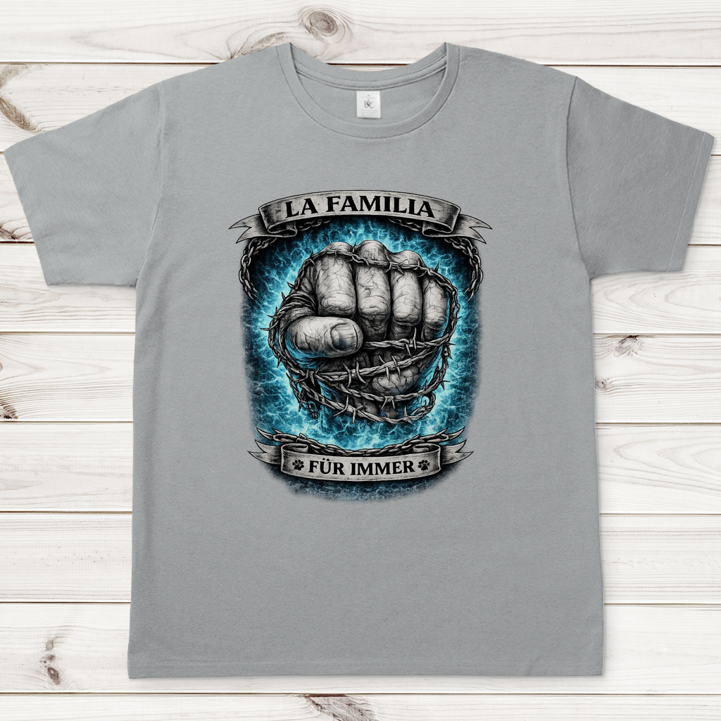 Herren T-Shirt La Familia für immer mit Labrador