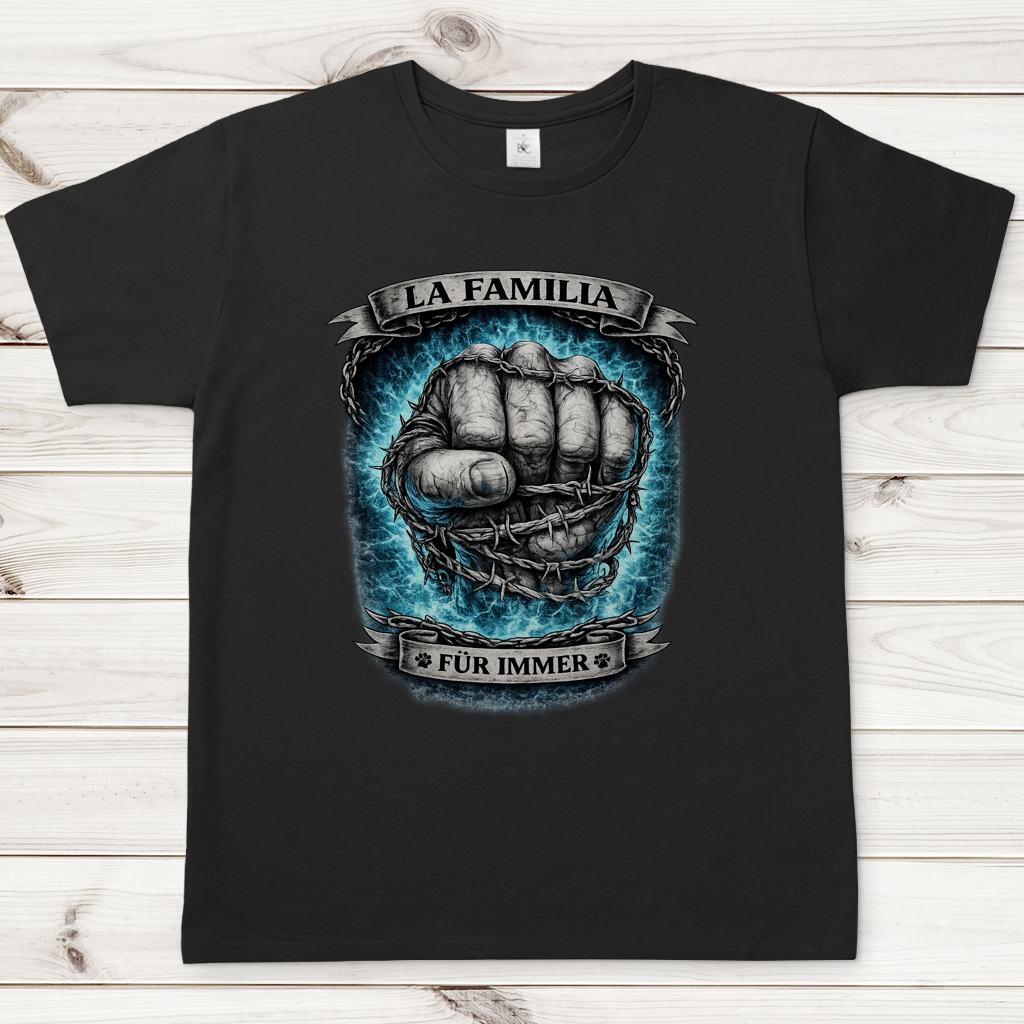 Herren T-Shirt La Familia für immer mit Labrador