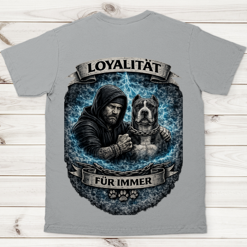 Herren T-Shirt La Familia für immer mit Pitbull Terrier