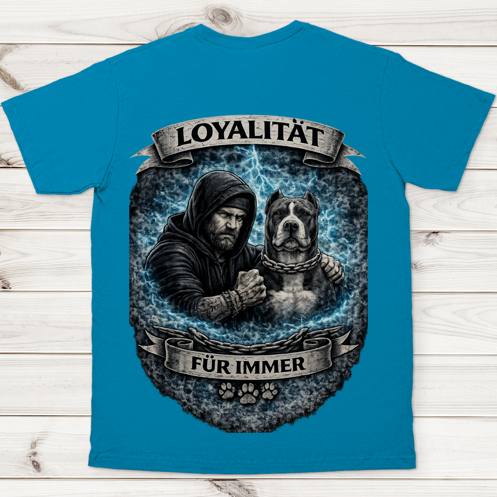Herren T-Shirt La Familia für immer mit Pitbull Terrier