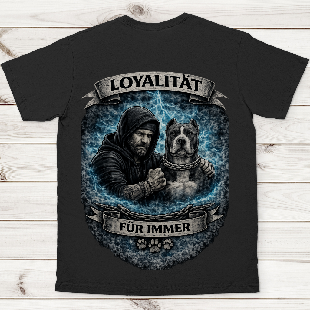 Herren T-Shirt La Familia für immer mit Pitbull Terrier
