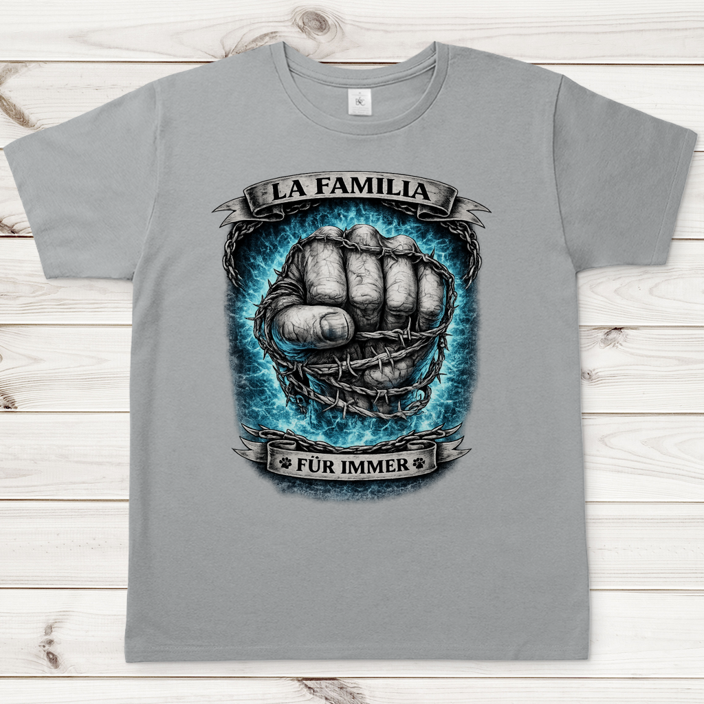 Herren T-Shirt La Familia für immer mit Pitbull