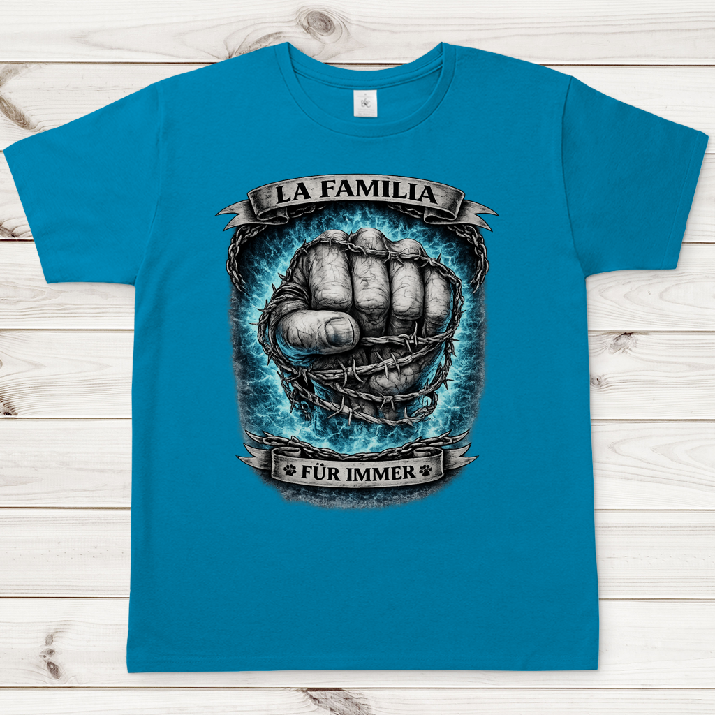 Herren T-Shirt La Familia für immer mit Pitbull