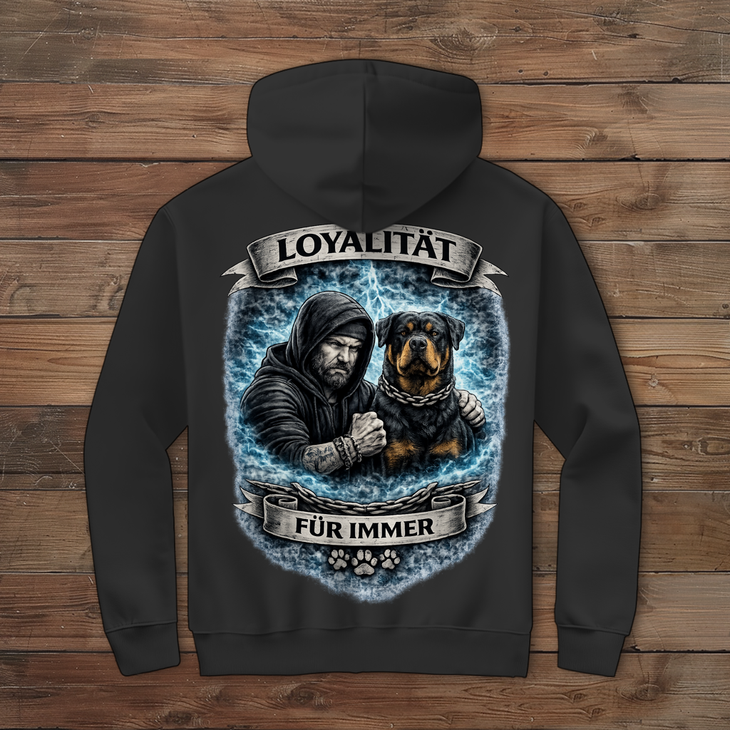 Herren Zipper Hoodie La Familia für immer mit Rottweiler