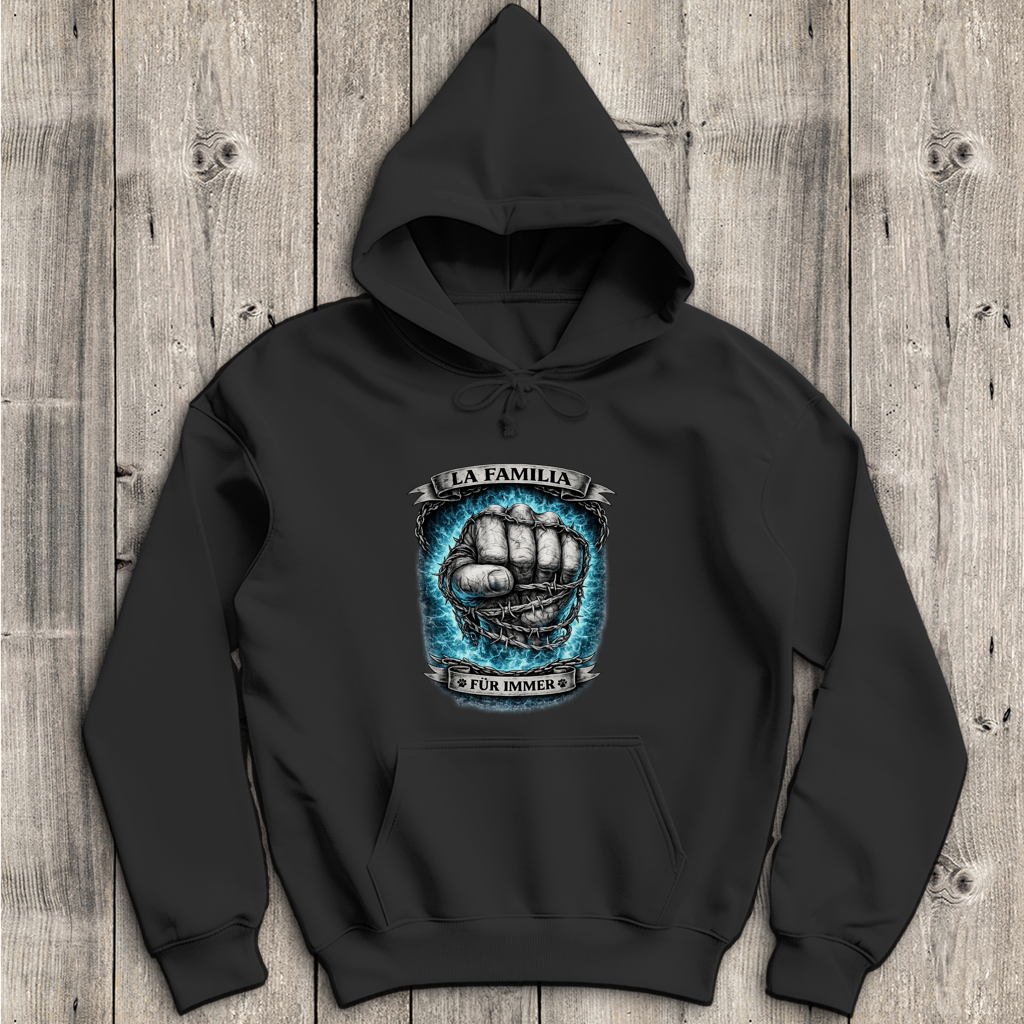 Herren Hoodie La Familia für immer mit Schäferhund-Mix