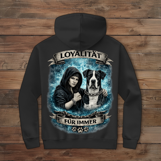 Damen Zipper Hoodie La Familia für immer mit Deutsche Dogge