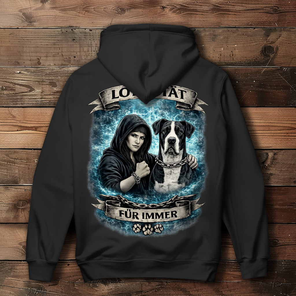 Damen Hoodie La Familia für immer mit Deutsche Dogge