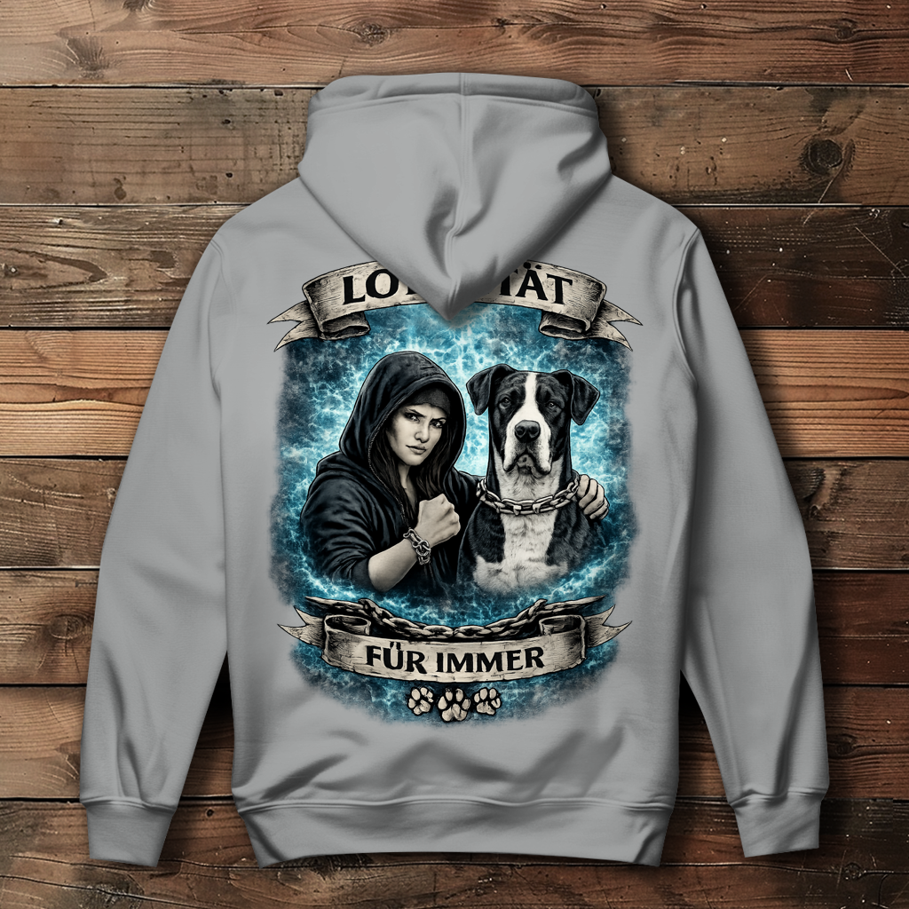 Damen Hoodie La Familia für immer mit Deutsche Dogge