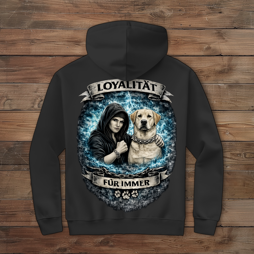 Damen Zipper Hoodie La Familia für immer mit Labrador
