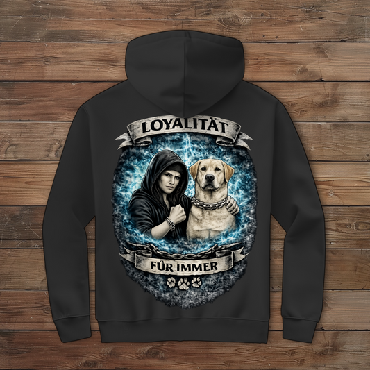 Damen Zipper Hoodie La Familia für immer mit Labrador