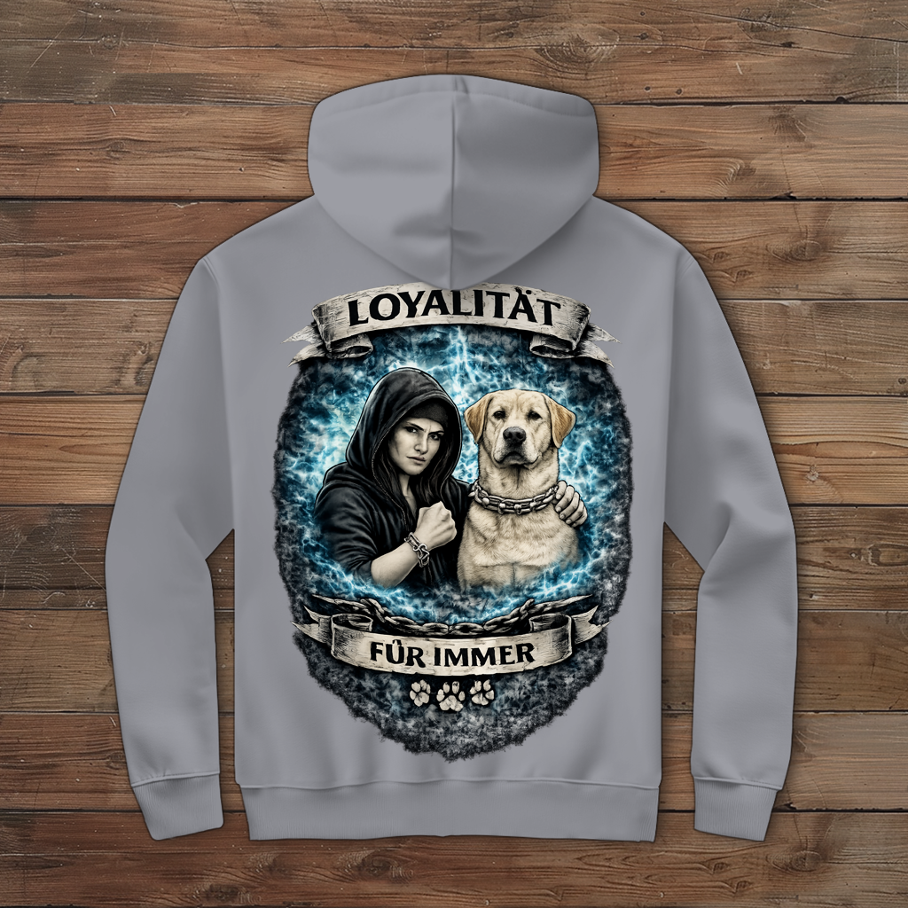 Damen Zipper Hoodie La Familia für immer mit Labrador
