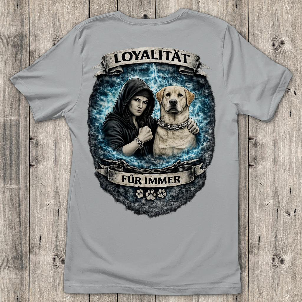 Damen T-Shirt La Familia für immer mit Labrador