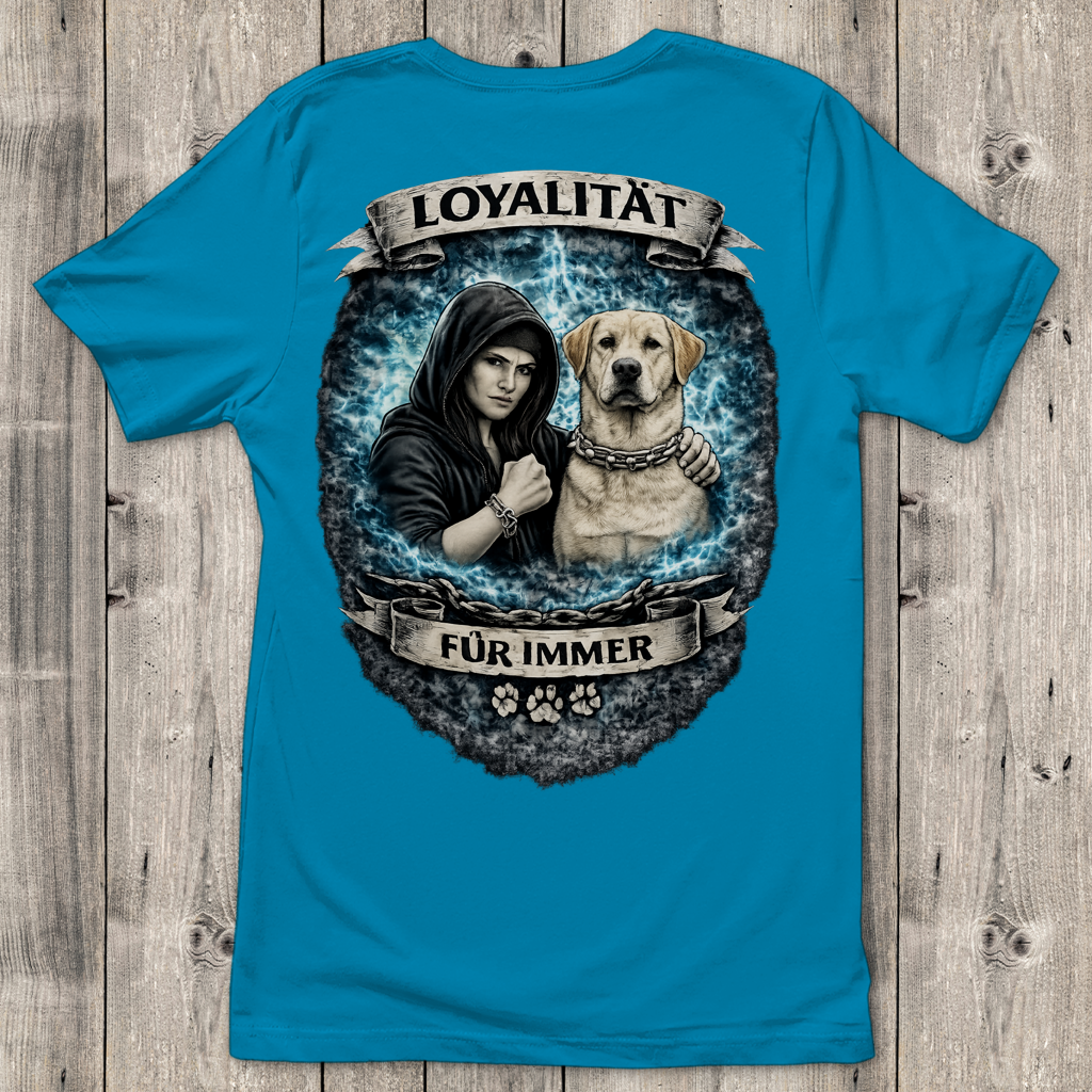 Damen T-Shirt La Familia für immer mit Labrador