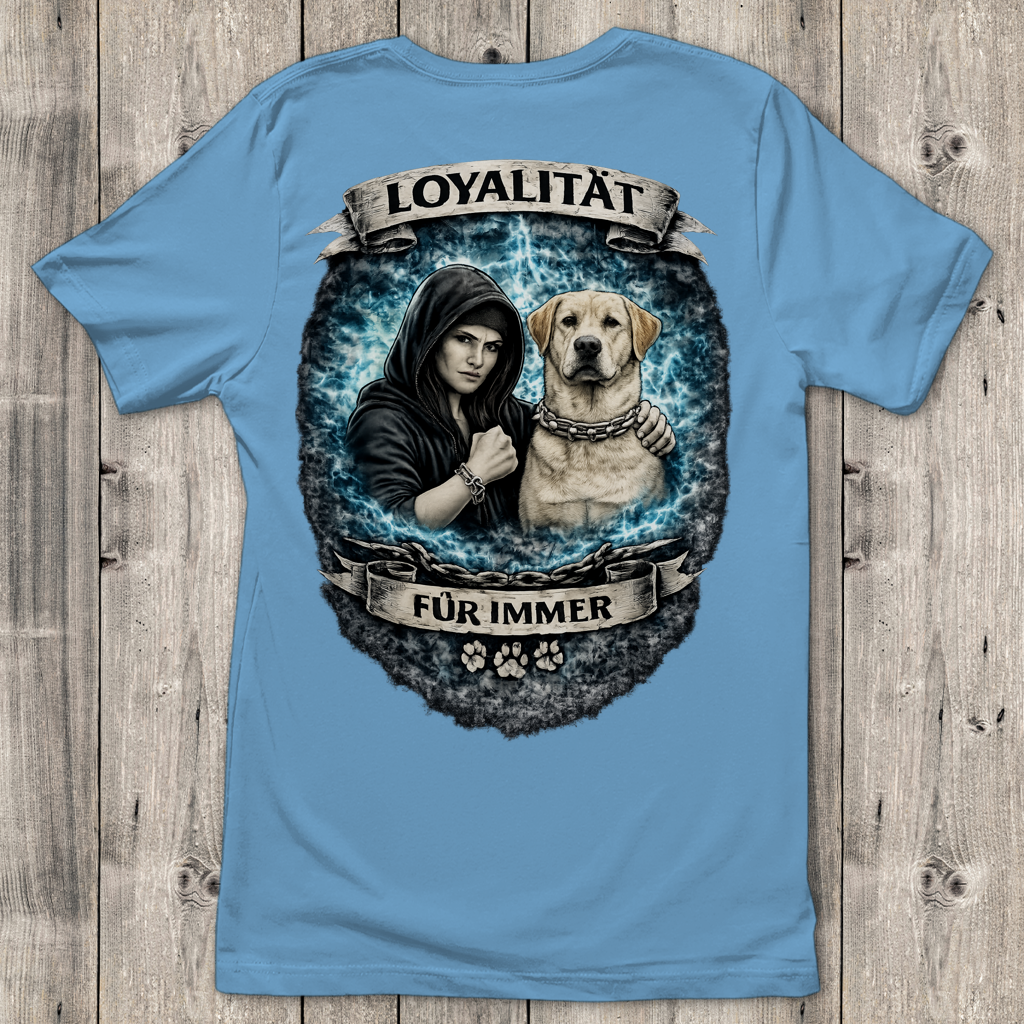 Damen T-Shirt La Familia für immer mit Labrador
