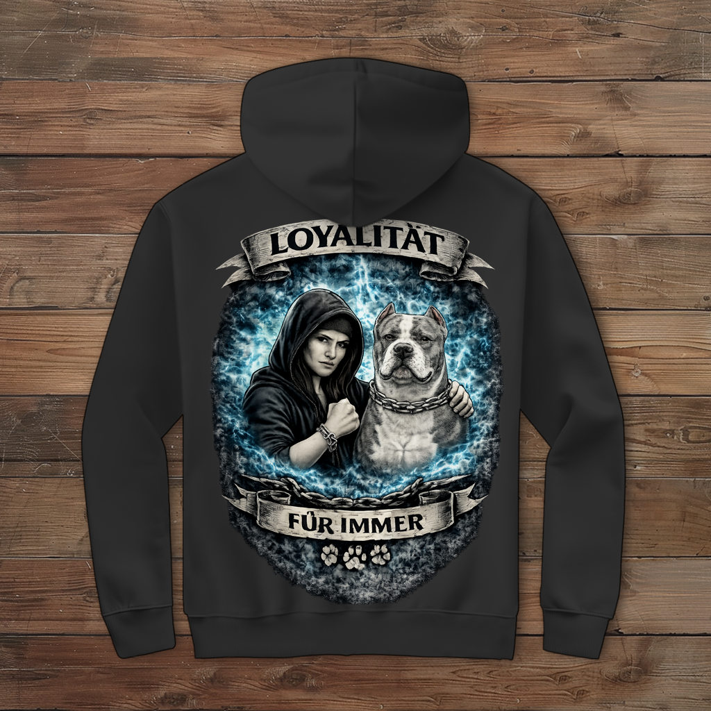 Damen Zipper Hoodie La Familia für immer mit American Bully