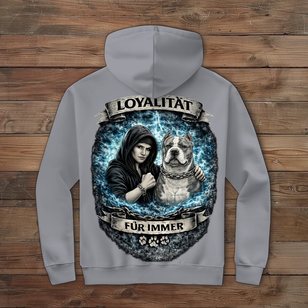 Damen Zipper Hoodie La Familia für immer mit American Bully