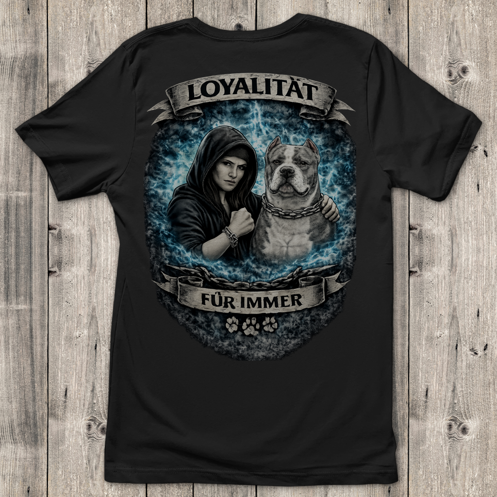 Damen T-Shirt La Familia für immer mit American Bully