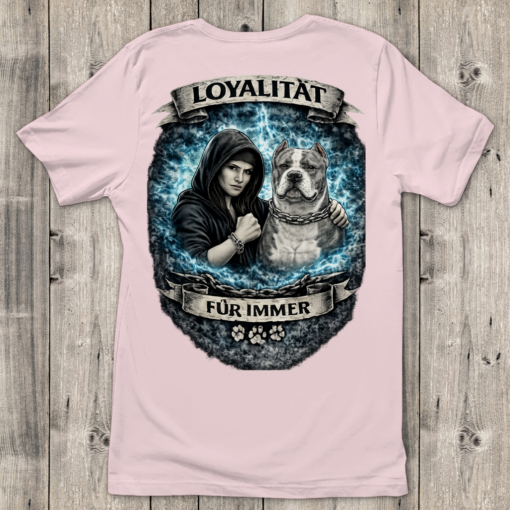 Damen T-Shirt La Familia für immer mit American Bully