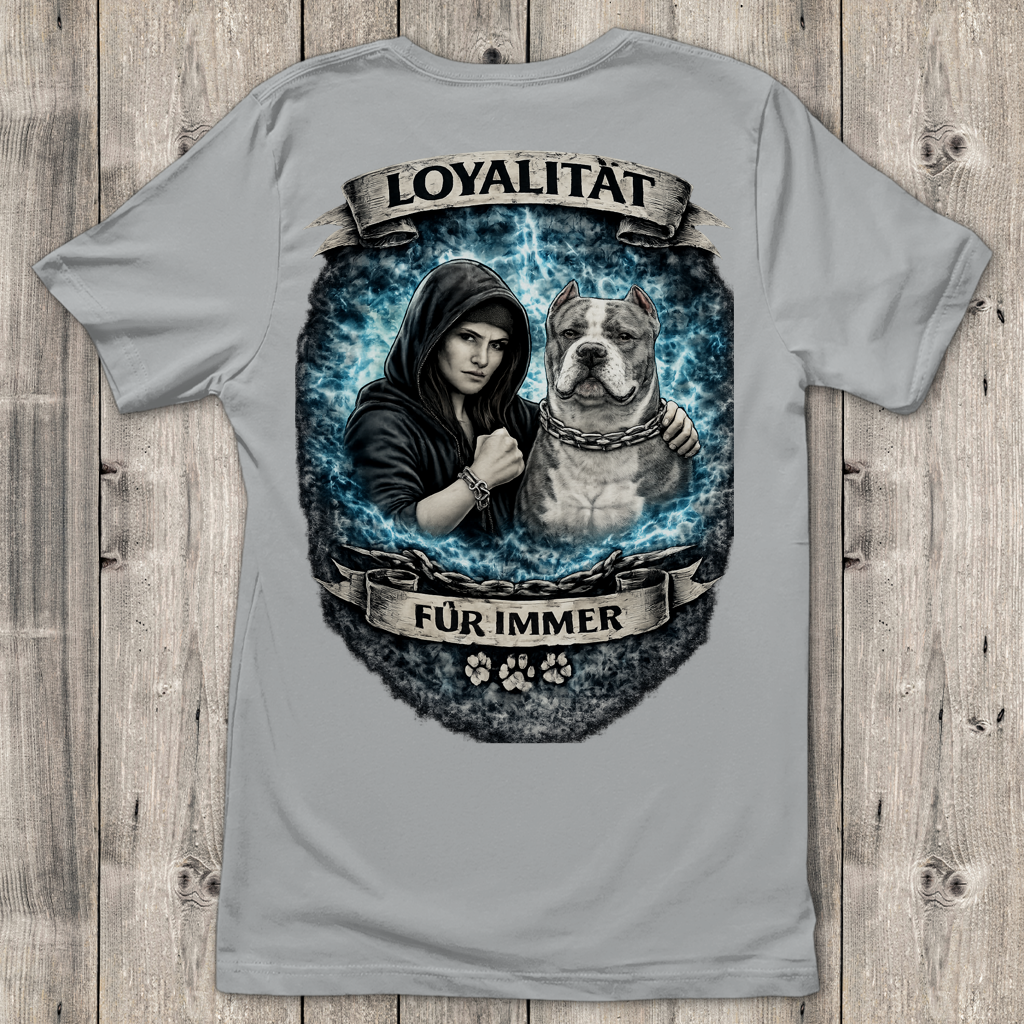 Damen T-Shirt La Familia für immer mit American Bully