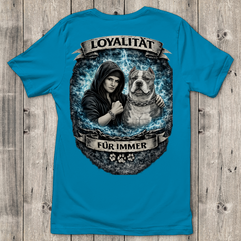 Damen T-Shirt La Familia für immer mit American Bully