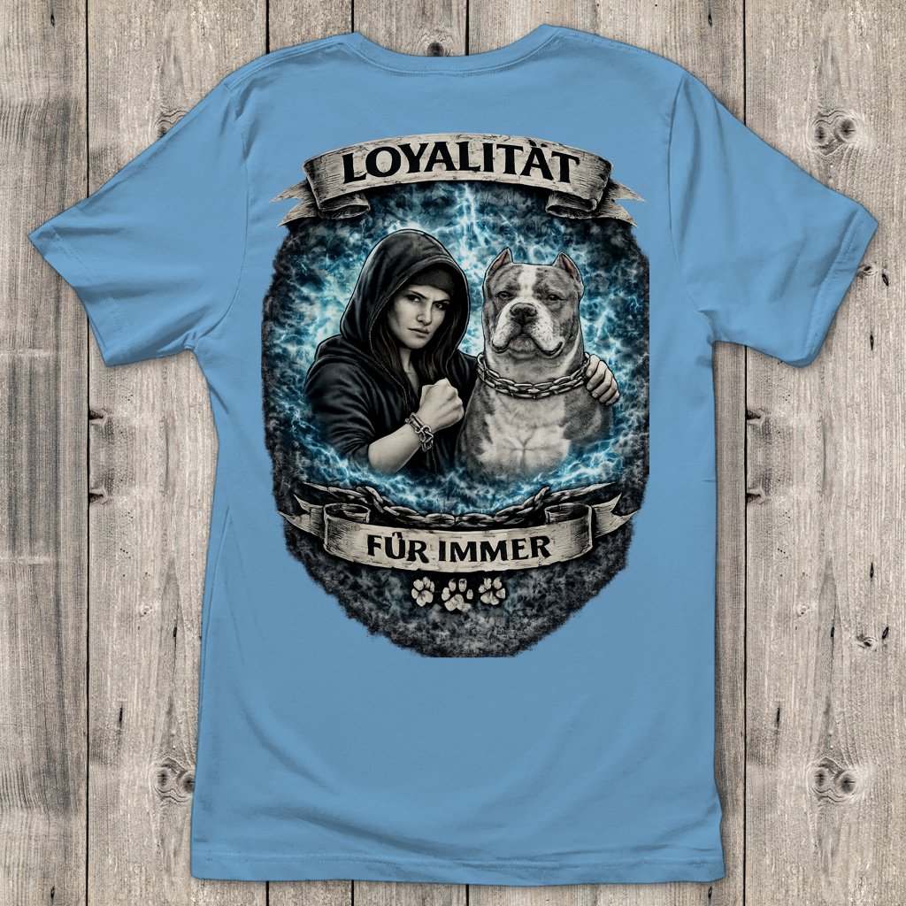 Damen T-Shirt La Familia für immer mit American Bully