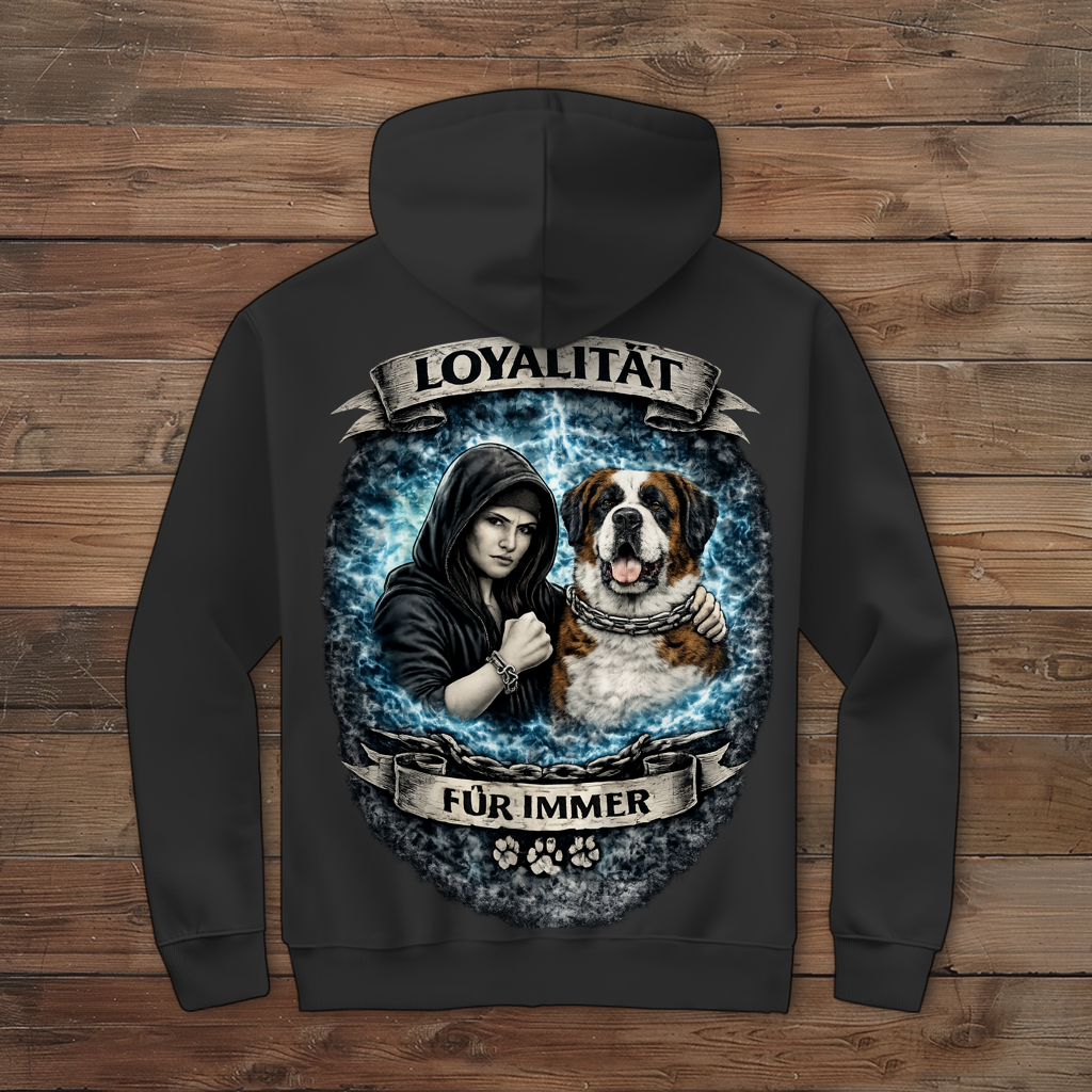 Damen Zipper Hoodie La Familia für immer mit Bernhardiner